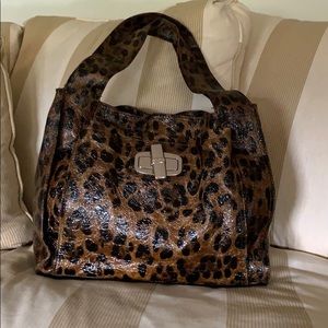 B. Makowsky Leopard Print Leather Purse